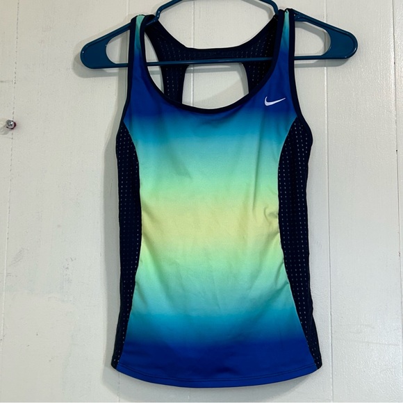 Nike Other - NIKE Swim Top Navy Blue Colorfully Swim Top Size Small.